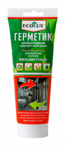 Герметик акриловый Бесцветный 200мл САНИТАРНЫЙ ECOLUX (-20С) /12