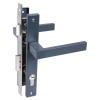 Замок врезной узкопроф м/о 85мм. для КАЛИТКИ  8520.01.7016 серый антрацит, перф.ключ/ключ СТАНДАРТ