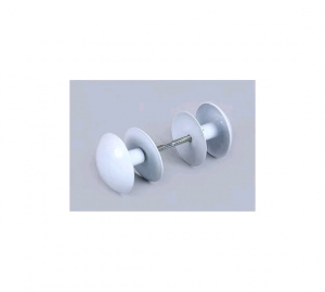 Ручка-кнопка металл  РК-2-1 полим.белый (25шт)