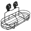 Полка  для ванной ОДИНАРНАЯ металлическая овальная ЧЕРНАЯ на ПРИСОСКЕ (Air-lock) BI-3103/SAKURA