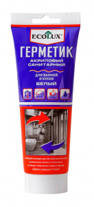 Герметик акриловый Белый 200мл САНИТАРНЫЙ ECOLUX (-20С) /12