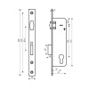 Замок врезной узкопроф 35mm  нерж.сталь ролик.зщ, под ц/м, м/о 85мм б/руч БУЛАТ
