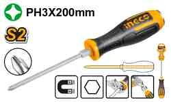 Отвертка крестовая PH2 200мм ударная  INGCO HGTS68PH3200 INDUSTRIAL