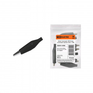 Зажим "крокодил" ЗКИ 10А 56мм в изоляции черный (10шт) TDM