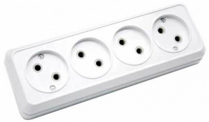 Розетка 4м О/У белый ОП 10А, 250В, TANGO/8