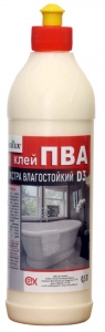 Клей ПВА 0,5л экстра влагостойкий D3 ECOLUX (-20С) /24