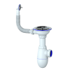 Сифон д/мойки 3 1/2"*40 выпуск, круг.перелив, без отвода в кан. (B411P) ЮНИКОРН (35шт)