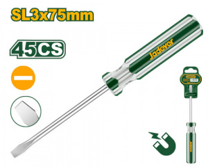 Отвертка шлицевая SL3  75мм двухцветная прозрачная ручка JADEVER JDSD5933/240