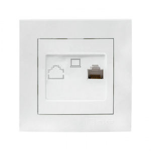 Розетка компьютерная RJ45 С/У белая 1м Валенсия/EKF