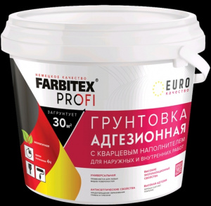 Грунтовка адгезионная  5кг для декоративных покрытий с кварцевым наполнителем FARBITEX PROFI/4