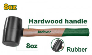 Киянка резиновая  220гр ЧЕРНАЯ с дерев. ручкой  JADEVER JDMB7301/40