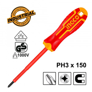 Отвертка крестовая PH3 150мм диэлектрическая INGCO HISD81PH3150 INDUSTRIAL