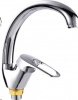 Смеситель д/кухни  РМС SL55-011F ХРОМ с высоким поворот. изливом на гайке гибк. подв. аэратор/10