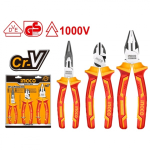 Набор плоскогубцев 3шт ДИЭЛЕКТРИЧ(плоскогубцы200,кусачки160,длинногубцы160) HIKPS28318 INGCO