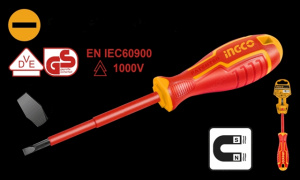 Отвертка шлицевая SL6.5 150мм диэлектрическая  INGCO HISD816150 INDUSTRIAL