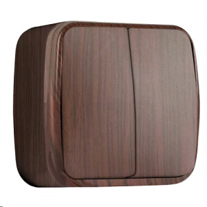 Выключатель 2-кл О/У тёмное дерево 10А Минск/EKF