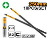 НАБОР бит (PH2*250мм) 10шт ударных INGCO SDBIM11PH2103 INDUSTRIAL