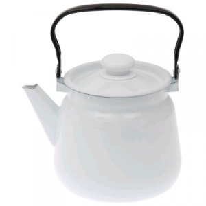 Чайник эмалированный 3,5 л сфер. белый, с пластм. кнопкой, С42716.3