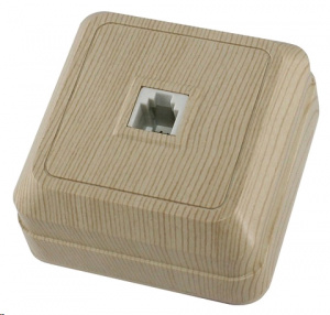 Розетка телефонная RJ11 О/У сосна КЕРАМИКА IP20/Ладога/TDM