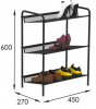 Подставка для обуви(обувница) 3-х полочная 45*27*60 см "Женева 13" (Черный)/1