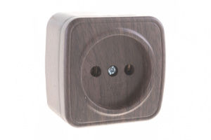 Розетка  1м О/У  тёмное дерево 10А Минск/EKF