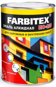 Эмаль ПФ-115 желтая  0,4кг 8шт /FARBITEX