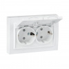 Розетка 2м С/У  с/з с защ/крышкой белая 16А с защ. штор. IP44 Минск/EKF