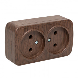 Розетка 2м О/У темное дерево 10А Минск/EKF