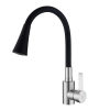 Смеситель д/кухни  РМС SUS123BL-016F ХРОМ+ЧЕРН с высоким изливом на гайке,кер.картридж 35мм,гиб.п./1