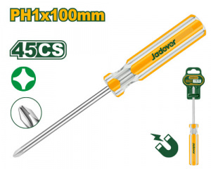 Отвертка крестовая PH1 100мм двухцветная прозрачная ручка JADEVER JDSD6914/240