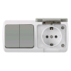 Блок розетка с/з с крышкой  + 2кл выключатель серый О/У IP54 VKL electric(1/5/60)