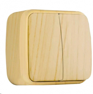 Выключатель 2-кл О/У светлое дерево 10А Минск/EKF