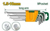 Набор шестигр.ключей 9 шт 1,5-10мм удлиненные с шаром  JADEVER JDHK2291