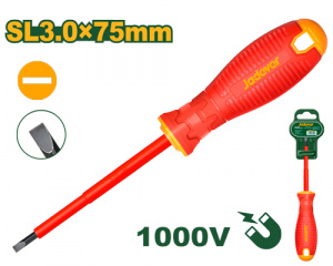 Отвертка шлицевая SL3  75мм диэлектрическая  JADEVER JDSD7233