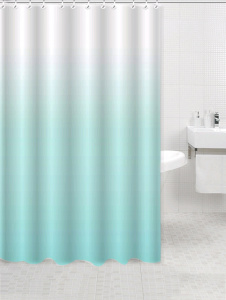 Штора для ванной 180х180см "Аура" 12 колец голубой полиэстер Delphinium
