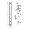 Замок врезной узкопроф 35mm  нерж.сталь, под ц/м, м/о 85мм б/руч БУЛАТ