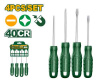 Набор отверток  4шт (SL5.5/PH1*75мм,SL6.5/PH2*100мм) одноцветная ручка JADEVER JDSS2204/80