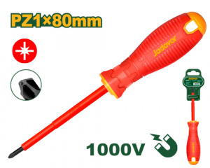 Отвертка крестовая PZ1  80мм диэлектричекая JADEVER JDSD7273