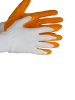 Перчатки  облитая ладонь нейлоновые защитные с латексом 42 гр Бело-Оранжевые RICH/12