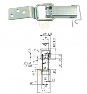 Замок накидной 2-2 цинк L-117мм Кунгур (40шт)