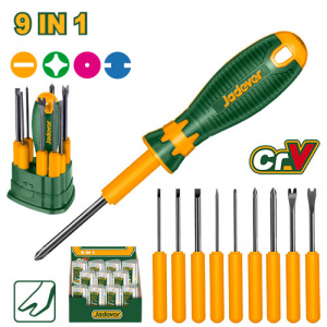 Отвертка со сменными насадками 9 в 1 JADEVER JDSS1B10/44