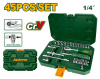 Набор головок 1/4" и бит с трещоткой 45 предметов JADEVER JDST4D45