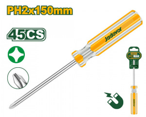 Отвертка крестовая PH2 150мм двухцветная прозрачная ручка JADEVER JDSD6926/144