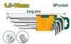 Набор шестигр.ключей 9 шт 1,5-10мм удлиненные с шаром  JADEVER JDHK2291