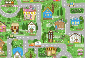 Коврик (палас) ПРИНТ 200*200см детский Дороги 93 13 