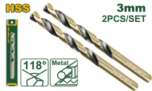 Сверло по металлу  3,0мм HSS 2 шт  JADEVER JDTD1K03