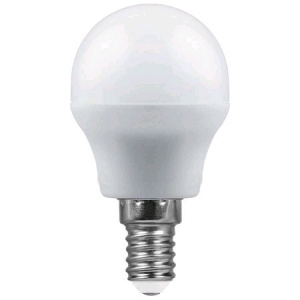 Лампа светодиод. 7W 230V E14 ШАРИК МАЛ. (2700K) Белый теплый SBG4507 Saffit 